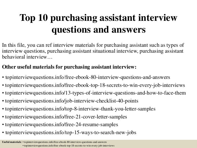 Top 10 Purchasing Assistant Interview Questions And Answers Pdf