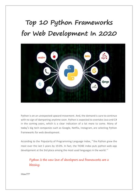 Top 10 python frameworks for web development in 2020