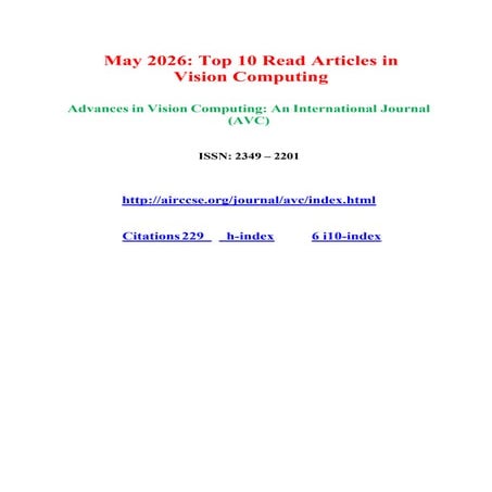 Top 10 Read Articles Advances in Vision Computing: An International ...