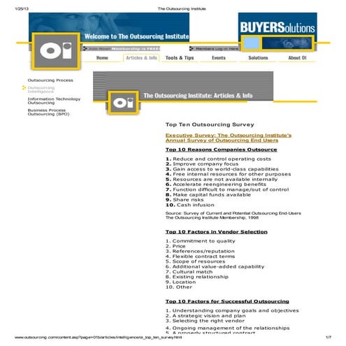 Top 10 reason companies outsource