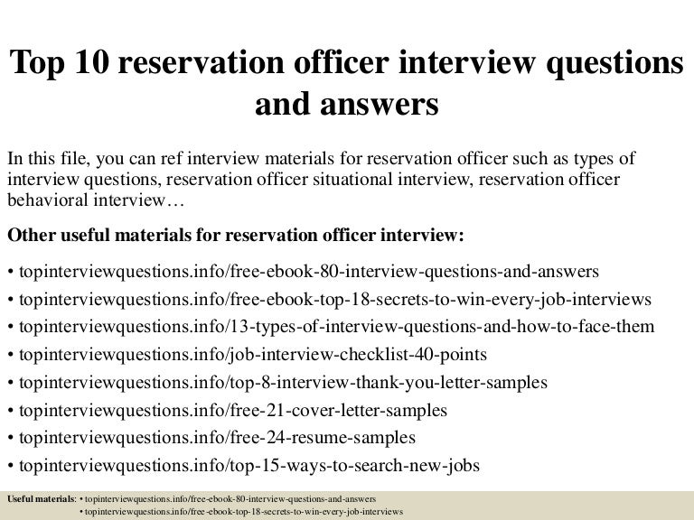Top 10 Reservation Officer Interview Questions And Answers