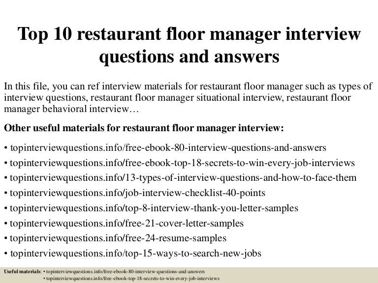 restaurant manager interview questions and answers