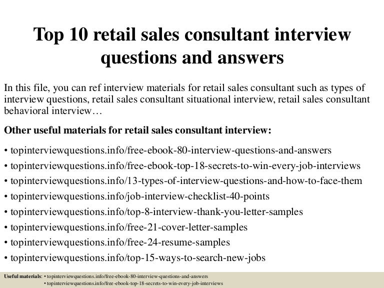 top 10 retail sales consultant interview questions and answers retail job interview questions