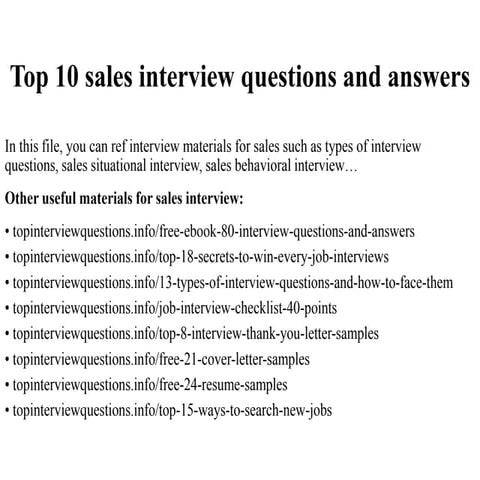 Top 10 sales interview questions and answers