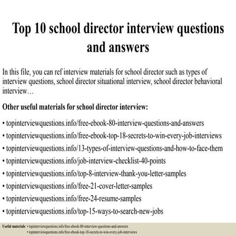 Top 10 school director interview questions and answers