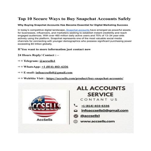 Top 10 Secure Ways to Buy Snapchat Accounts Safely.