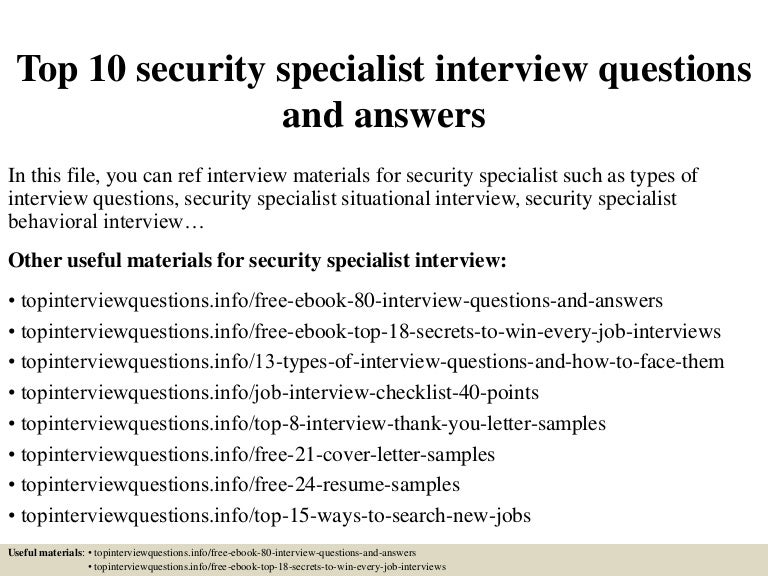 security specialist resume examples