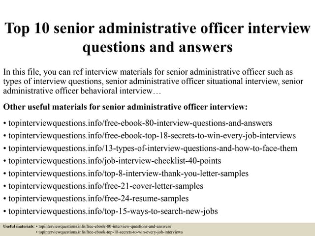 Top 10 senior administrative officer interview questions and answers