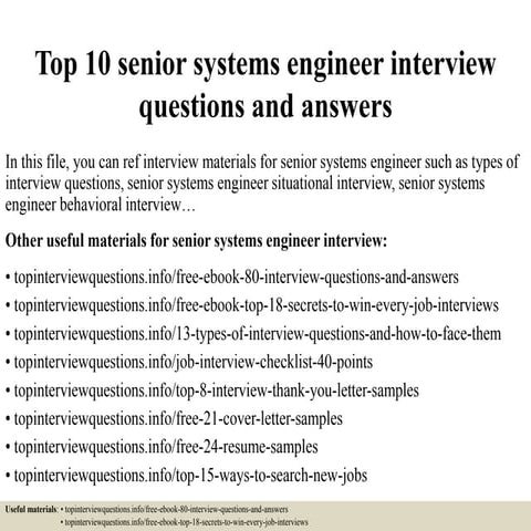 Top 10 senior systems engineer interview questions and answers