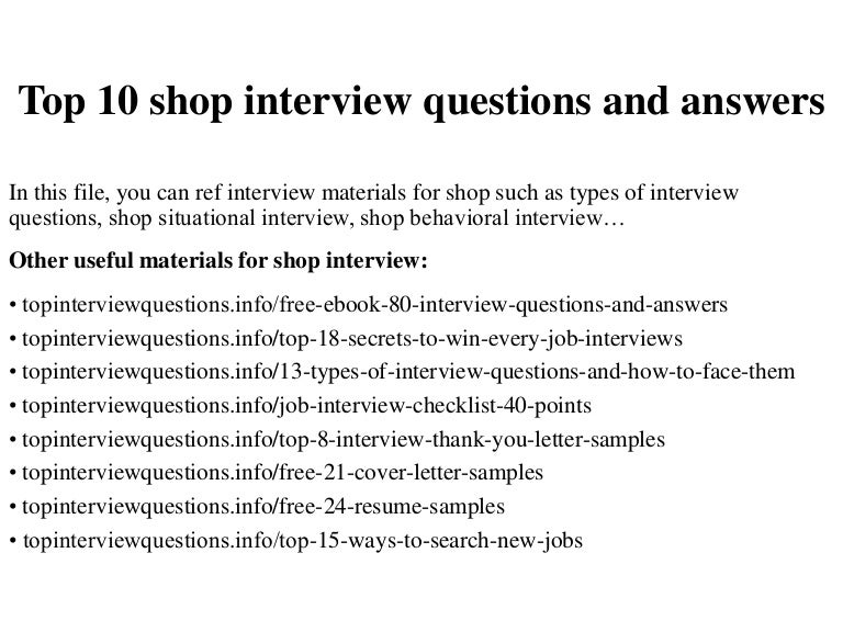 Top 10 shop interview questions and answers
