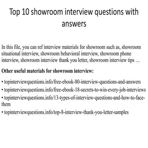 Top 10 showroom interview questions with answers