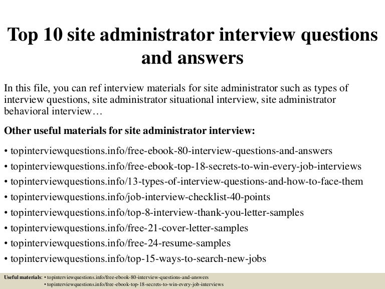 top 10 site administrator interview questions and answers job interview site