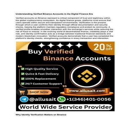 Comprehensive Guide to Verified Binance Accounts and Their Role in ...