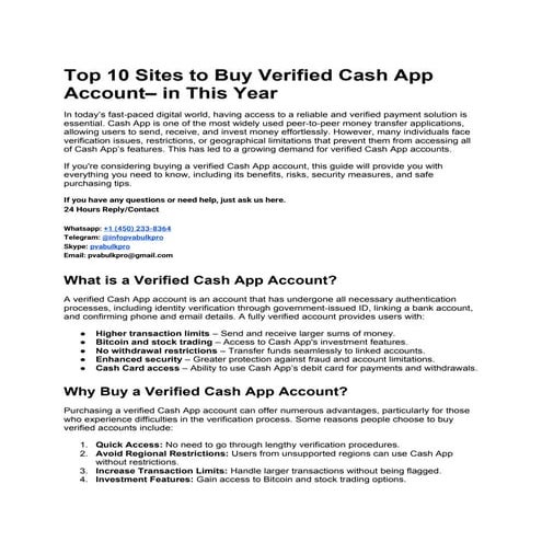 Top 10 Sites to Buy Verified Cash App Account– in This Year  .docx