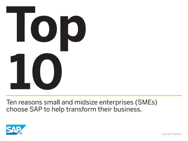 Top10 reasons SMEs chose SAP Business One