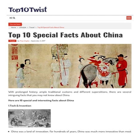 Top 10 special facts about china