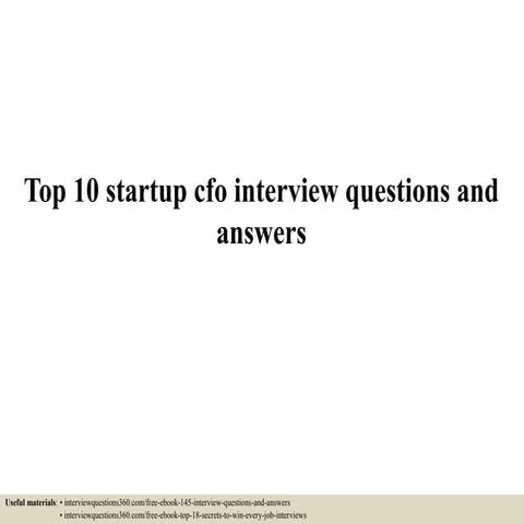 Top 10 non profit cfo interview questions and answers | PPTX