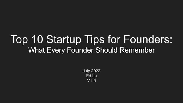 Top 10 Startup Tips for Founders