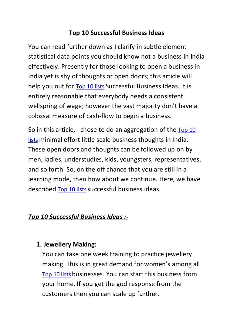 Top 10 successful business ideas