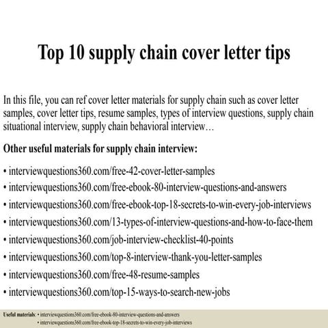 Top 10 supply chain cover letter tips