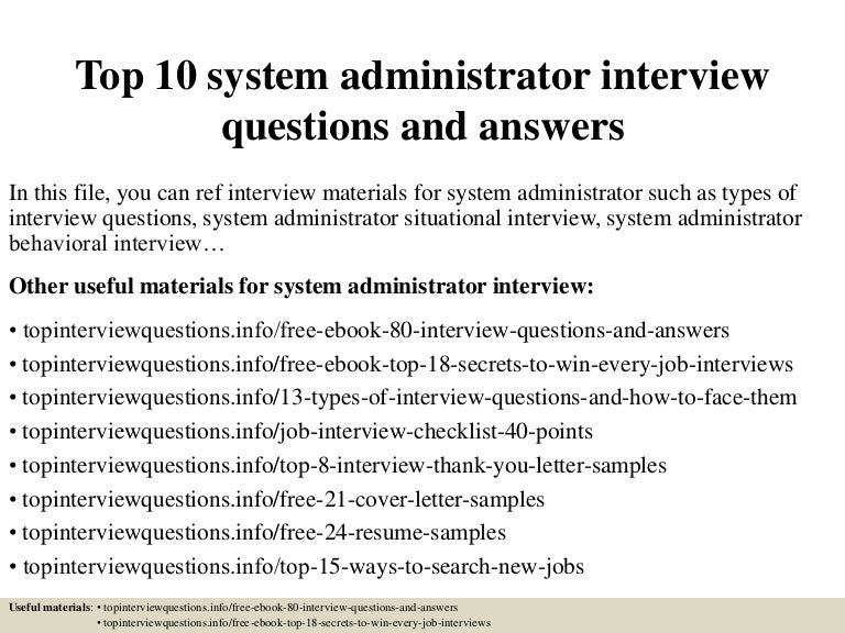Top 10 system administrator interview questions and answers