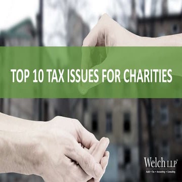 Top 10 Tax Issues for Charities