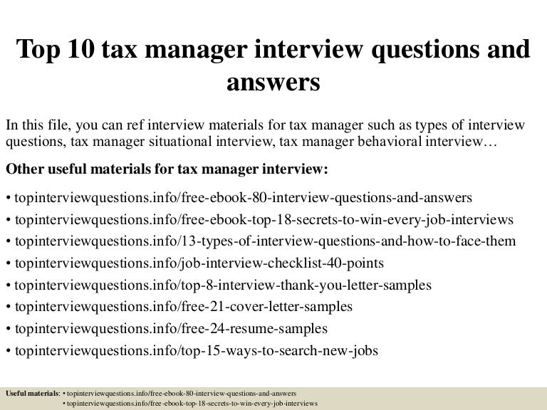 tax manager cover letter
