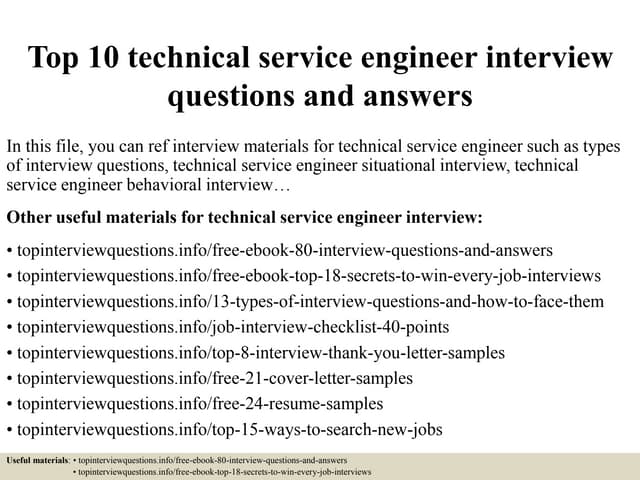 Top 10 technical service engineer interview questions and answers | PPTX