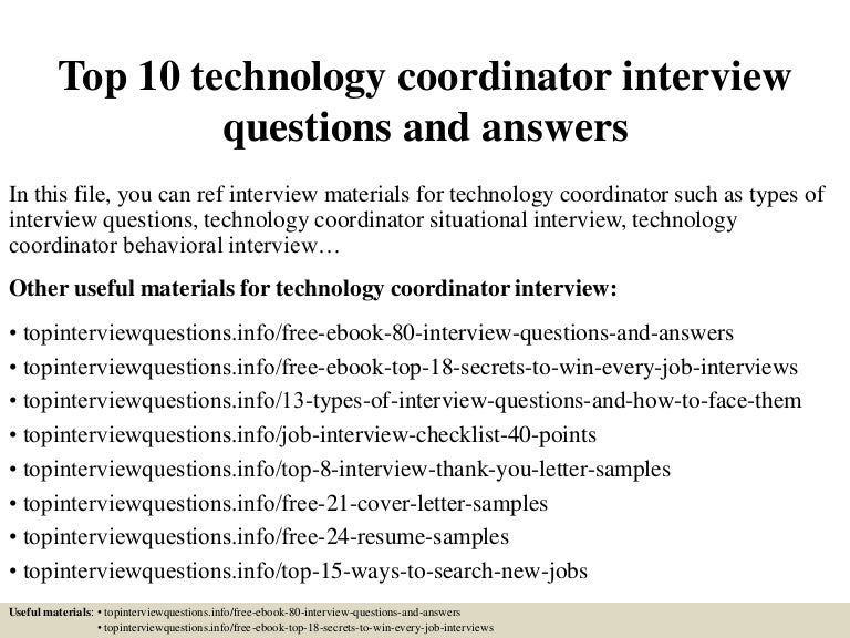 top10technologycoordinatorinterviewquestionsandanswers 150325070249 conversion gate01 thumbnail 4 jpg cb 1427285018 technology coordinator cover letter