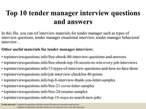 Top 10 tendering interview questions with answers | PPT