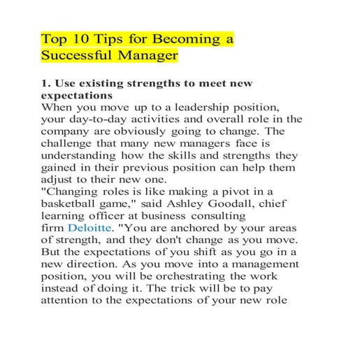 Top 10 tips for becoming a successful manager