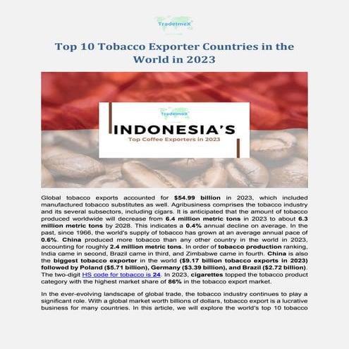 top 10 tobacco producing countries ten Top 10 Tobacco Exporter Countries