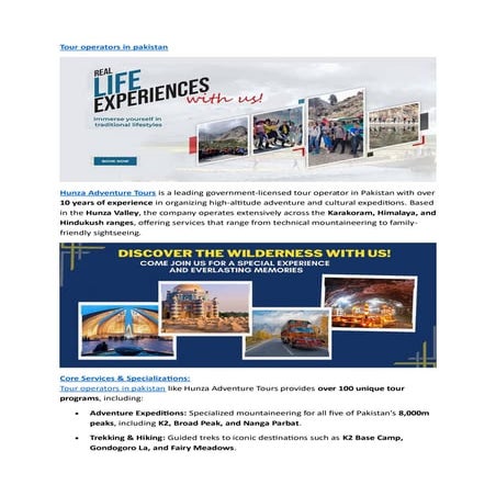 Top 10 tour operators in paksitan. Tour operator in pakistan | PDF