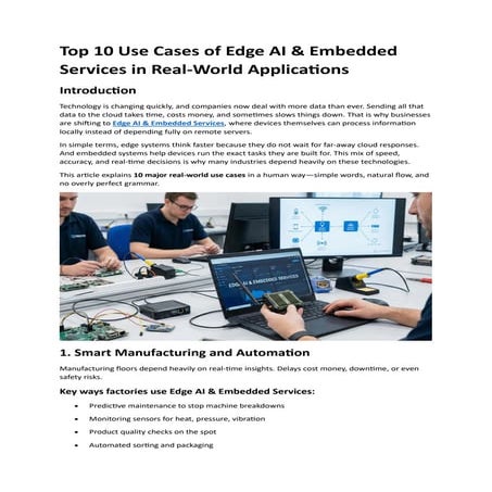 Top 10 Use Cases of Edge AI & Embedded Services in Real-World Applications
