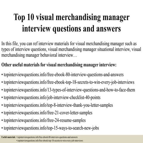 Top 10 visual merchandising manager interview questions and answers