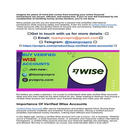 Top 10 Ways to Buy Verified Wise Accounts in 2016.docx