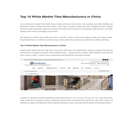 Top 10 Whitе Marblе Tilеs Manufacturеrs in China.docx
