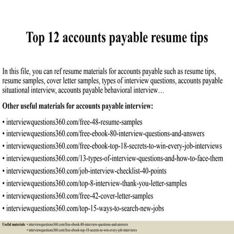 Top 12 accounts payable resume tips