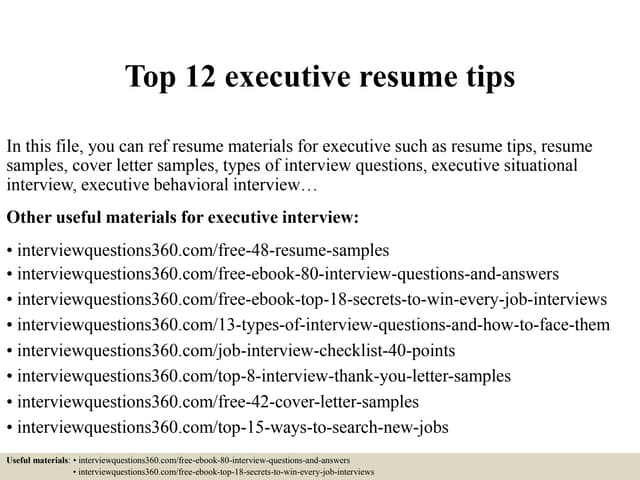 We 39 ll customize this RESUME WORKBOOK - Top12executiveresumetips 150402040226 Conversion Gate01 Thumbnail 