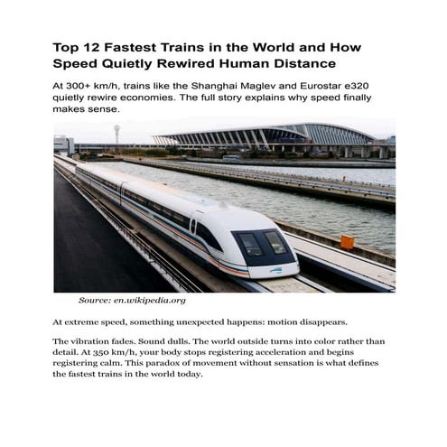 Top 12 Fastest Trains in the World and How Speed Quietly Rewired Human ...