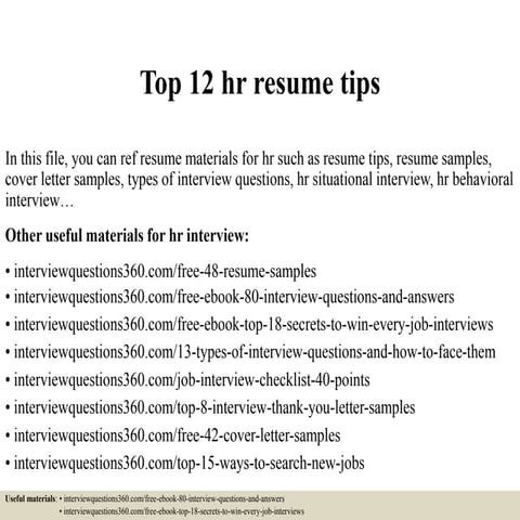 Top 12 hr resume tips
