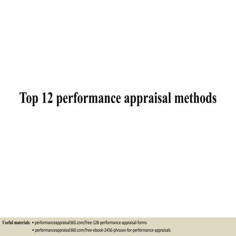 Top 12 performance appraisal methods