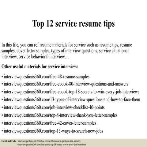 Top 12 service resume tips