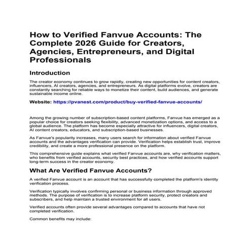 Top 21 Reasons Why Creators Buy Verified Fanvue Accounts in 2026.docx