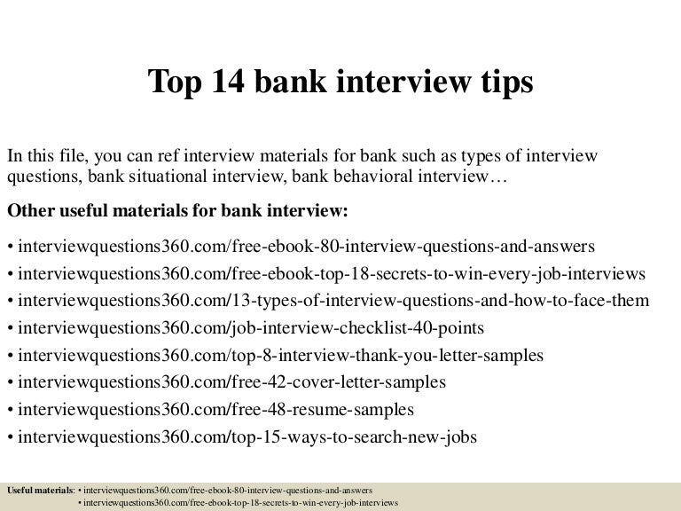Top 14 bank interview tips