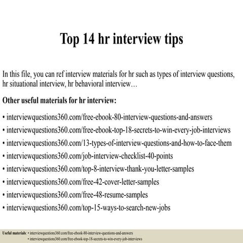 Top 14 hr interview tips