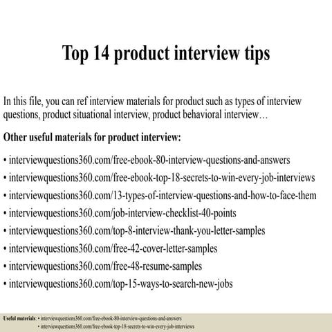 Top 14 product interview tips