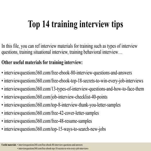 Top 14 training interview tips