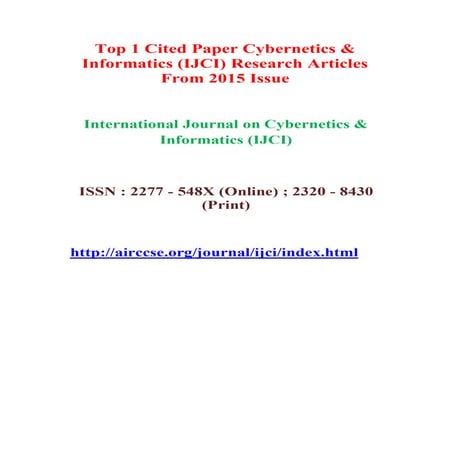 Top 1 cited paper cybernetics (ijci)