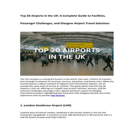 Top 20 Airports in the UK.pdf: A Complete Information | PDF